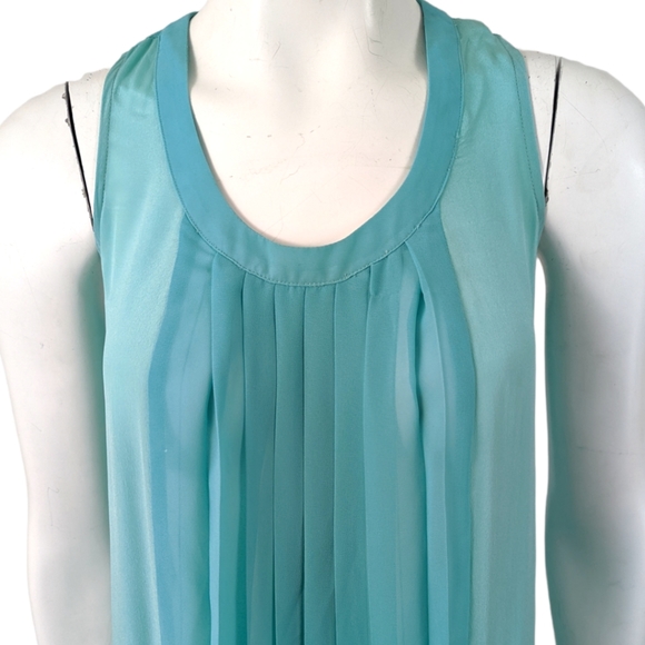 Anthropologie Maeve Pleated Racerback Shift Dress Womens Medium Petite Chiffon - Picture 3 of 14